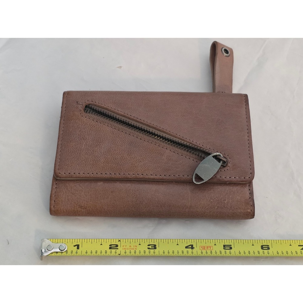 Kenneth Cole Reaction Wallet Trifold Zipper Accent Brown‎ Small